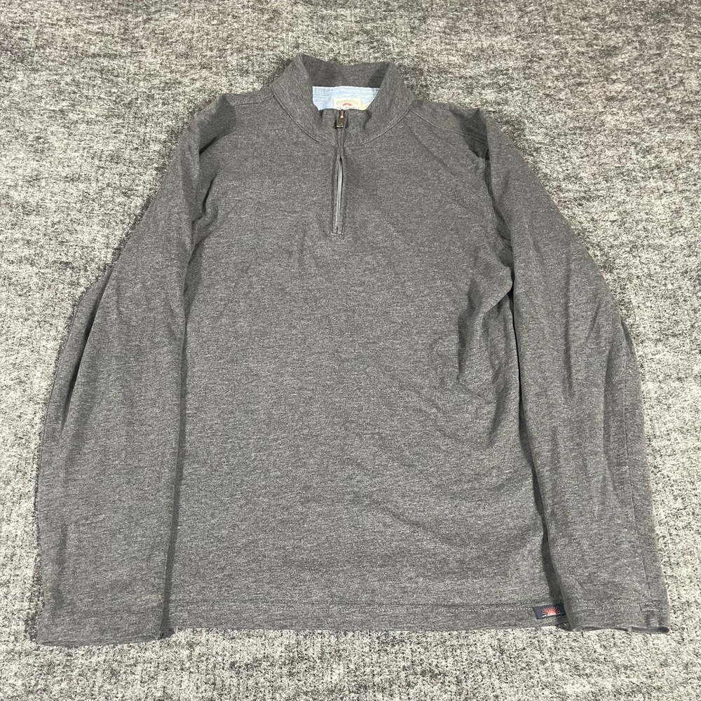 Faherty Sweater‎ Mens Small S Gray Quarter Zip Knit Long Sleeve Preppy Pullover